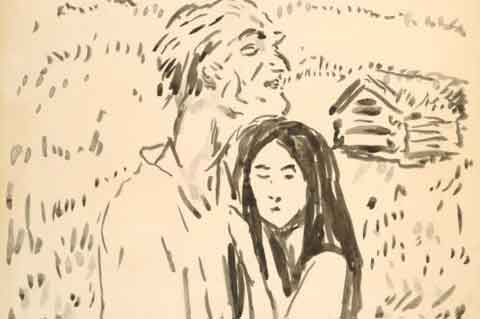 Munch's drawing of Solveig and Peer